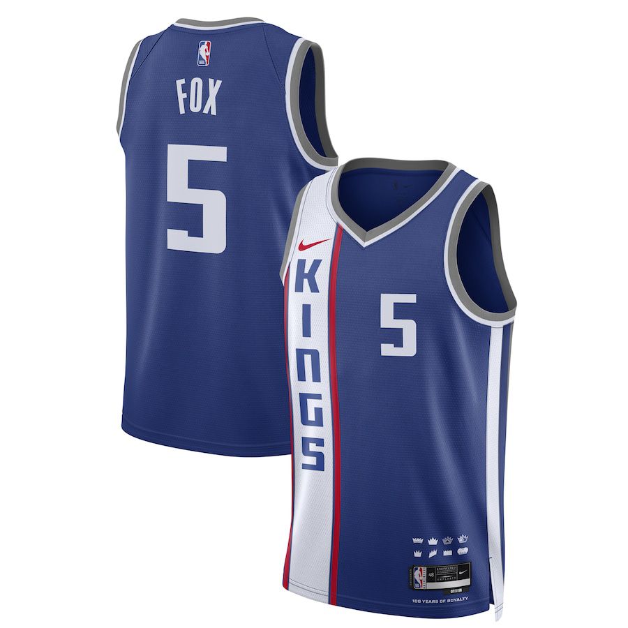 Men Sacramento Kings #5 De Aaron Fox Nike Blue City Edition 2023-24 Swingman NBA Jersey->customized nba jersey->Custom Jersey